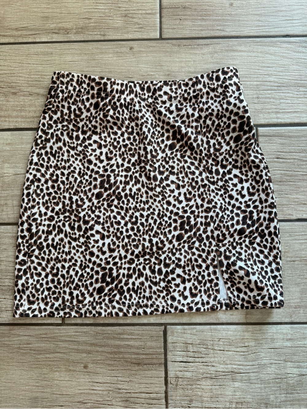 SHEIN Leopard-Print Mini Skirt - Black, Brown & Cream